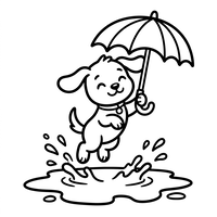 Happy Puppy Jumping in a Puddle