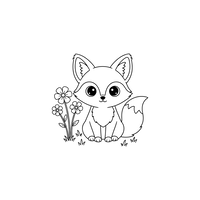 Raposa Fofa com Flores na Grama