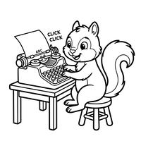 Fleißiges Eichhörnchen mit Schreibmaschine
