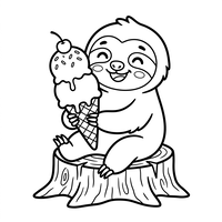 Paresseux Heureux avec Glace