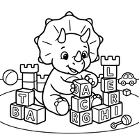 Baby Triceratopo che gioca con i cubi