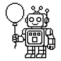 Friendly Pixel Robot with Balloon