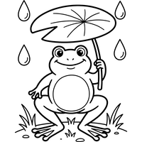 Fröhlicher Frosch mit Seerosenblatt-Regenschirm