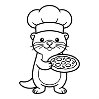 Loutre Chef avec Pizza