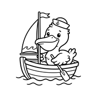 Zeilmeeseend in een klein bootje