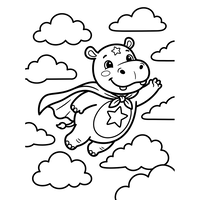 Super Hipopótamo Voando nas Nuvens