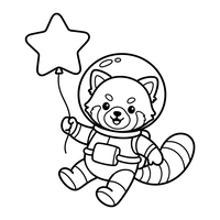 Panda Rojo Astronauta con Globo de Estrella