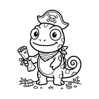 Pirate Chameleon with Treasure Map