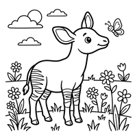 Baby Zebra in a Flower Meadow