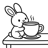Süßes Häschen mit einem Heißgetränk