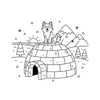 Husky Joyeux sur un Igloo: Scène Hivernale