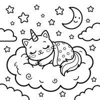 Sleeping Unicat on a Magic Cloud