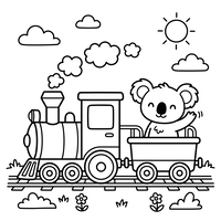 Koala som kjører et damptog