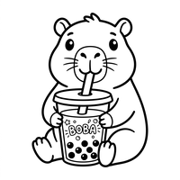 Söt Kapybara med Boba-te