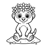 Süßer Otter mit Blumenkrone