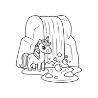 Unicorn Lucu di Dekat Air Terjun