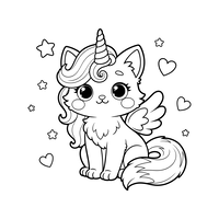 Süße Einhornkatze mit Flügeln