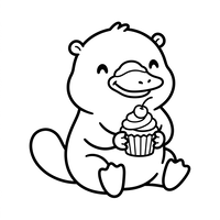 Schattige Vogelbekdier met Cupcake