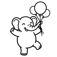 Happy Baby Elephant with Balloons