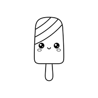 Picolé Kawaii com Rosto Feliz