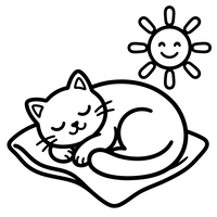 Gatinho Dormindo e Sol Feliz