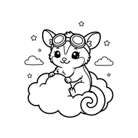 Écureuil aviateur sur un nuage