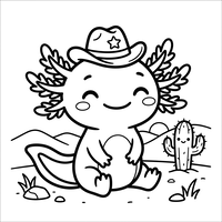 Cowboy Axolotl in the Desert