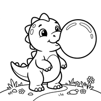 Adorable Bébé Dinosaure soufflant une bulle