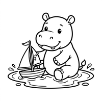 Bayi Kuda Nil dengan Perahu Layar