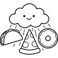 Nuage Heureux Fait Pleuvoir de la Nourriture