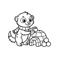 Mignonne Loutre Construisant un Igloo de Neige
