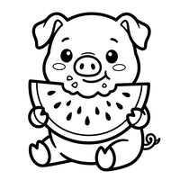 Babi Lucu Makan Semangka