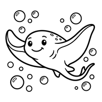 Happy Manta Ray Under the Sea