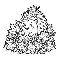 Cute Hedgehog in Autumn Leaves