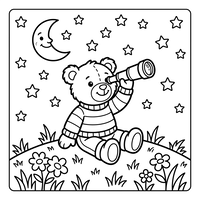 Teddybär beobachtet die Sterne